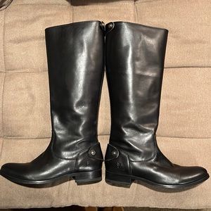 Frye Women's Melissa Button Back Zip Brown Leather Tall Western High Boots 7.5